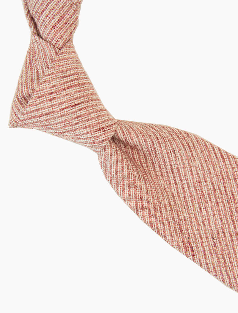 Pink Thin Striped Silk & Linen Blend Tie | 40 Colori