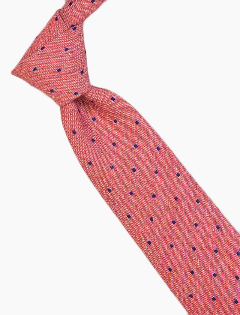 Pink Dotted Silk, Linen & Cotton Blend Tie | 40 Colori