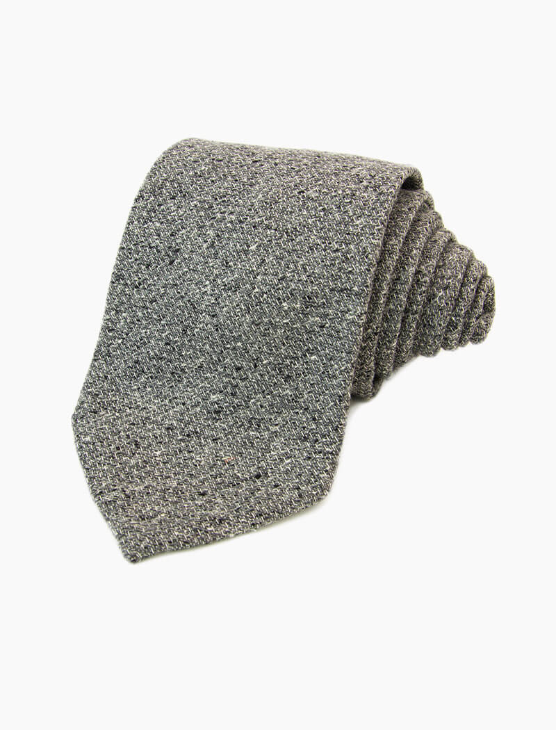 Grey Melange Silk & Cotton Blend Tie | 40 Colori