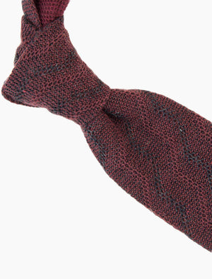 Burgundy Zig Zag Cotton & Linen Knitted Tie | 40 Colori