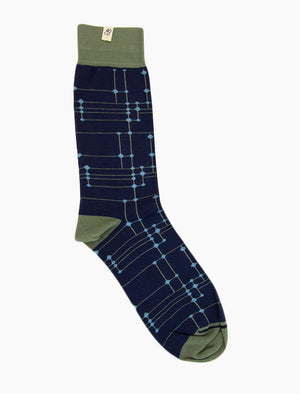 Dark Blue Stripes & Dots Organic Cotton Socks | 40 Colori