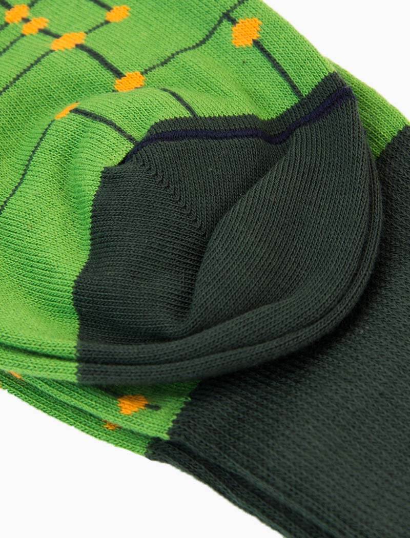 Green Stripes & Dots Organic Cotton Socks | 40 Colori Made in Italy Menswear