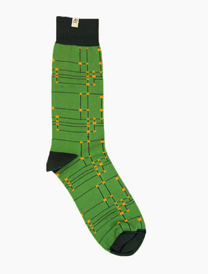 Green Stripes & Dots Organic Cotton Socks | 40 Colori Made in Italy Menswear