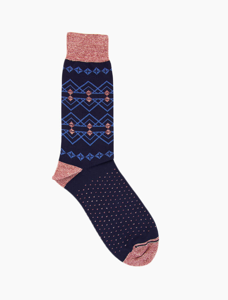 Blue Fair Isle Linen & Organic Cotton Socks | 40 Colori