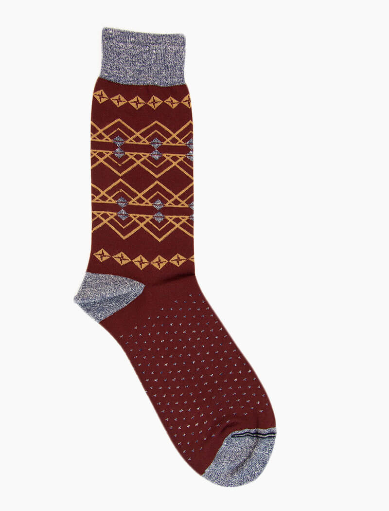 Burgundy Fair Isle Linen & Organic Cotton Socks | 40 Colori