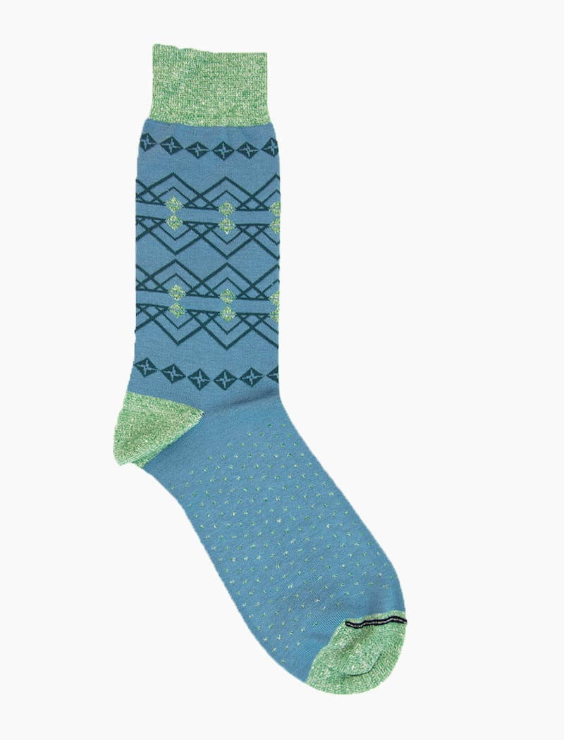 Light Blue Fair Isle Linen & Organic Cotton Socks | 40 Colori