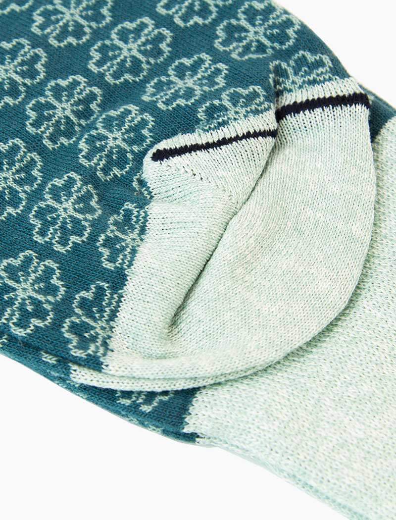 Teal Small Flowers Linen & Organic Cotton Socks | 40 Colori