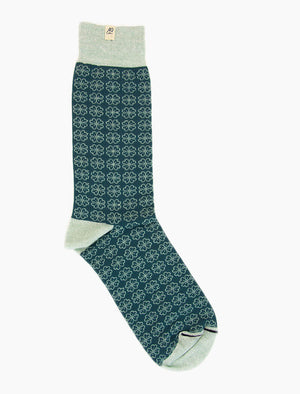 Teal Small Flowers Linen & Organic Cotton Socks | 40 Colori