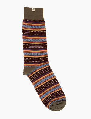 Burgundy Detailed Striped Organic Cotton Socks | 40 Colori
