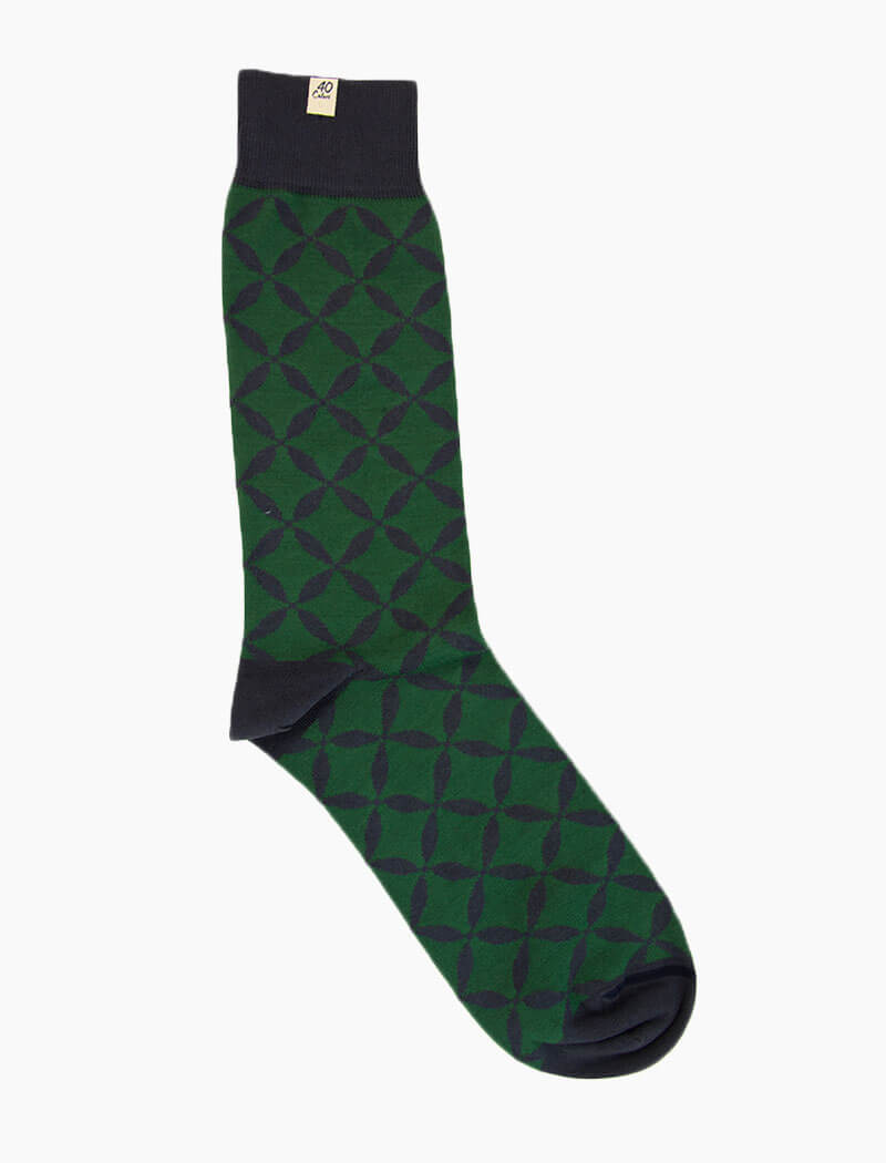 Dark Green Crisscross Organic Cotton Socks | 40 Colori