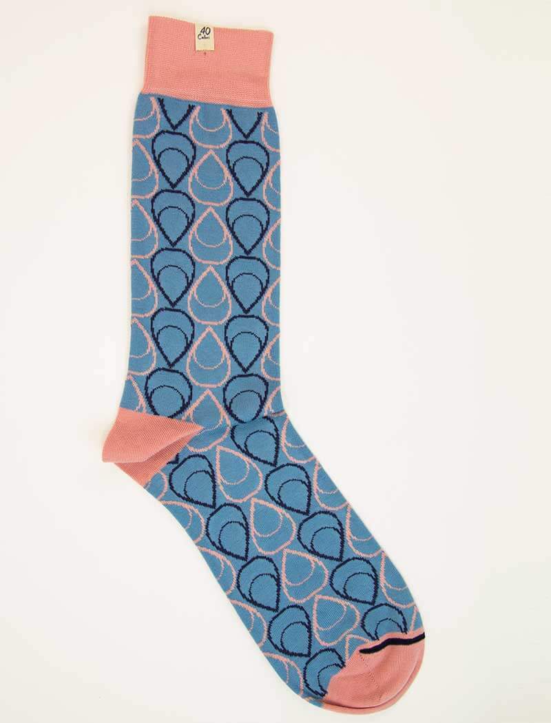 Light Blue Multi Drops Organic Cotton Socks | 40 Colori