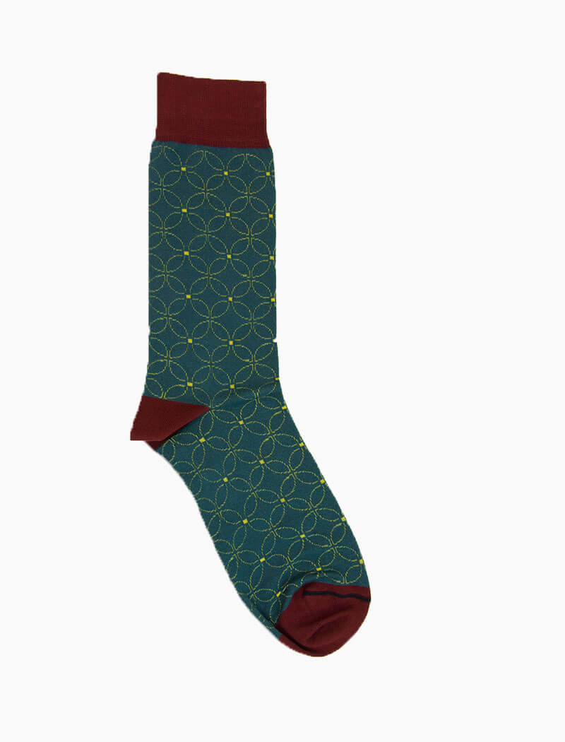 Petrol Blue Sicilian Mosaic Organic Cotton Socks | 40 Colori