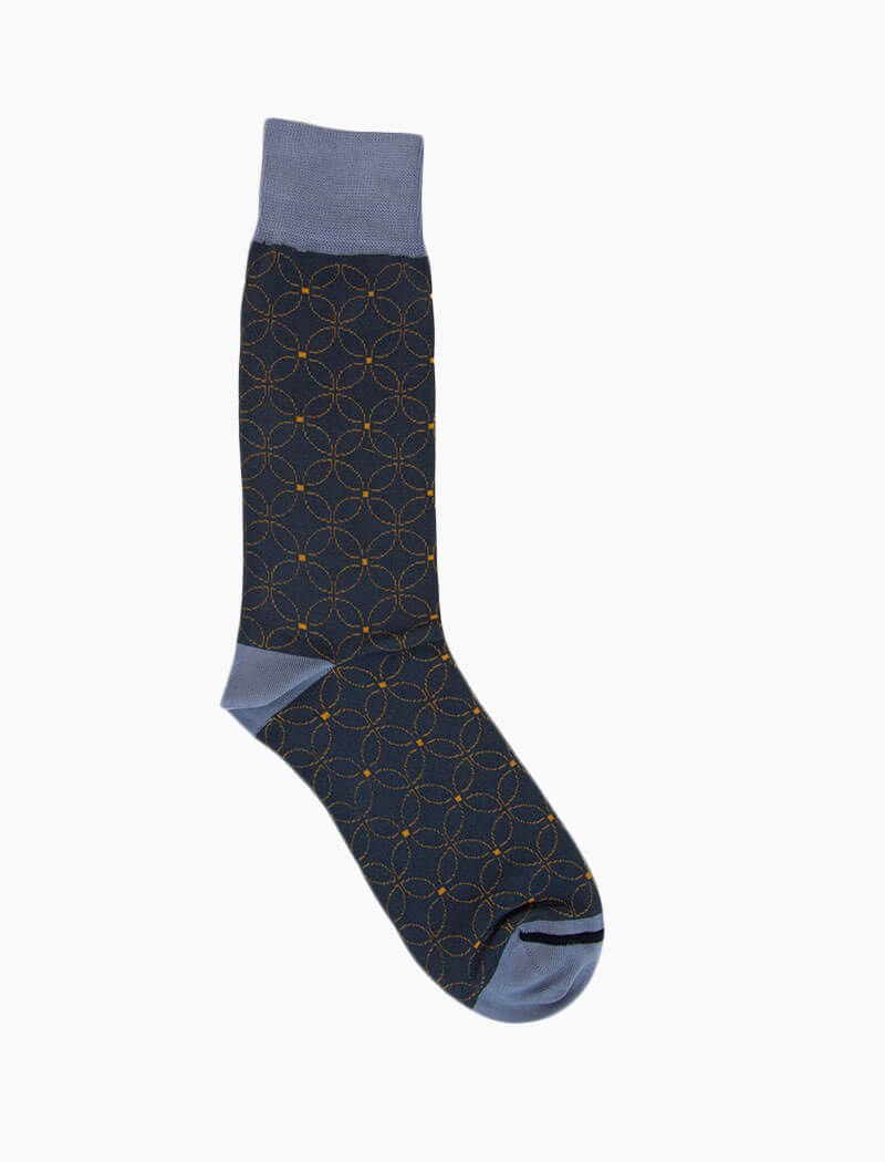 Grey Blue Sicilian Mosaic Organic Cotton Socks | 40 Colori