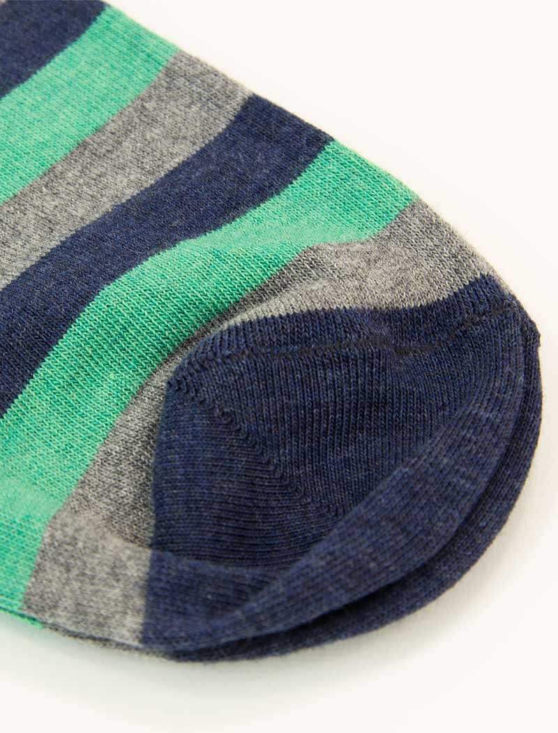 Teal Thick Striped Short Organic Cotton Socks | 40 Colori