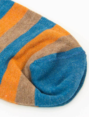Orange Thick Striped Short Organic Cotton Socks | 40 Colori