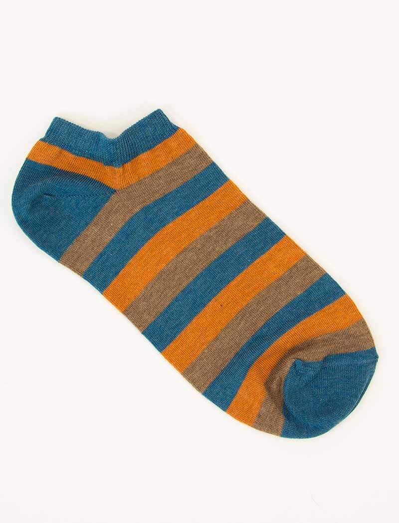 Orange Thick Striped Short Organic Cotton Socks | 40 Colori