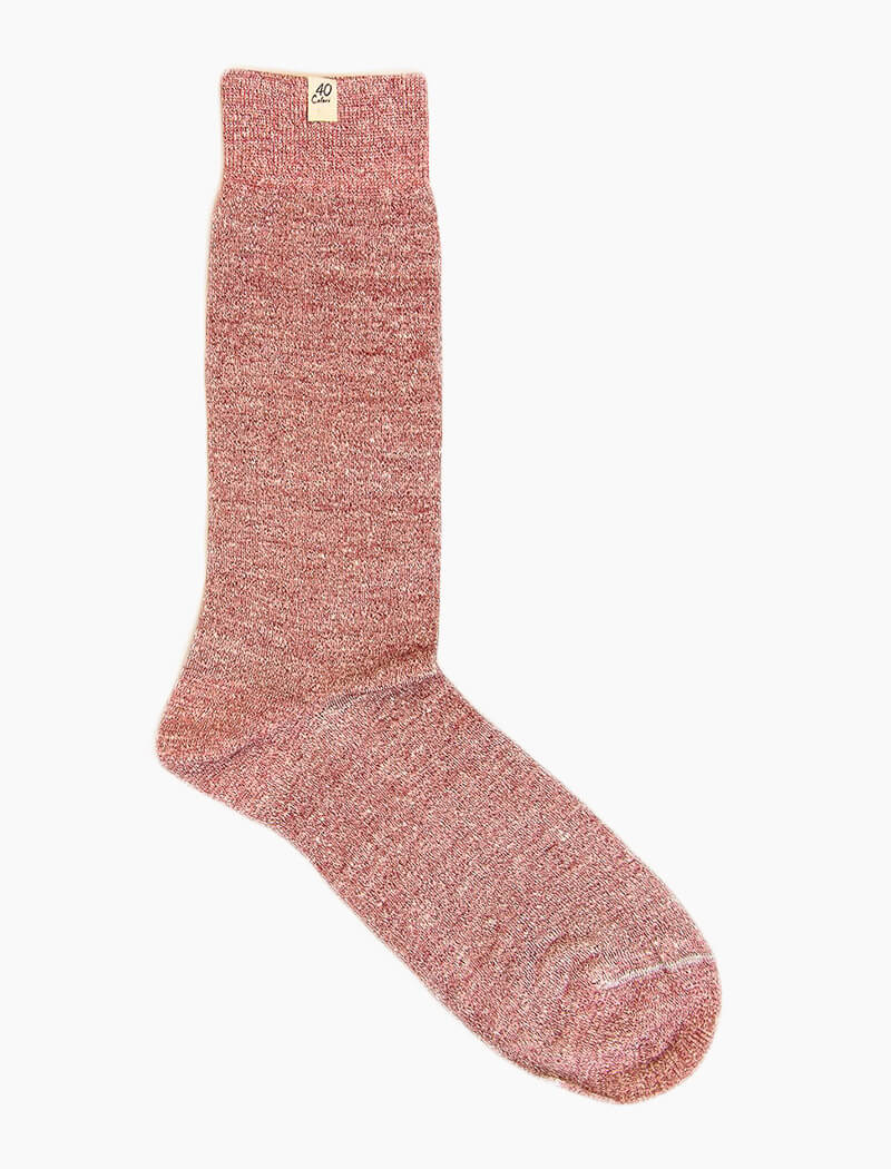 Red Solid Melange Linen & Organic Cotton Socks | 40 Colori