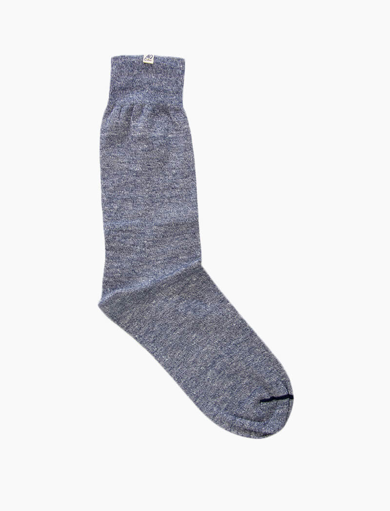 Navy Solid Melange Linen & Organic Cotton Socks | 40 Colori