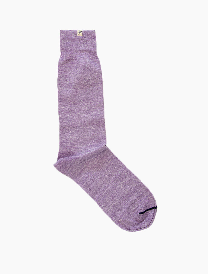 Purple Solid Melange Linen & Organic Cotton Socks | 40 Colori