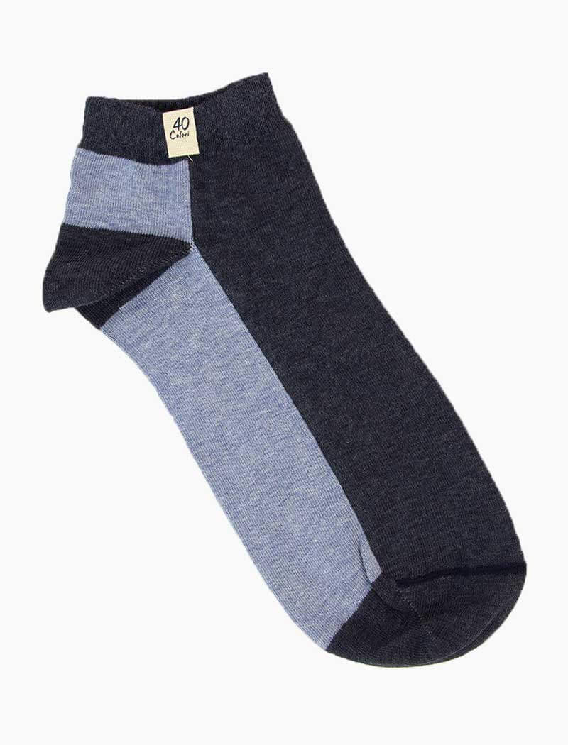 Blue Two Toned Short Organic Cotton Socks | 40 Colori