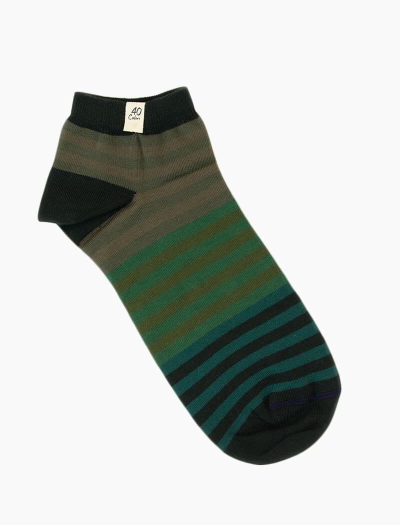 Green Gradient Short Organic Cotton Socks | 40 Colori