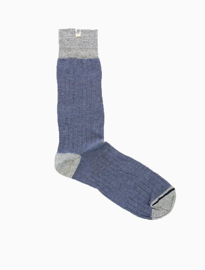 Jeans Blue Ribbed Linen & Organic Cotton Socks | 40 Colori