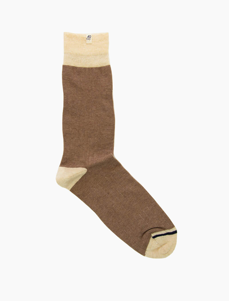 Brown Ribbed Linen & Organic Cotton Socks | 40 Colori