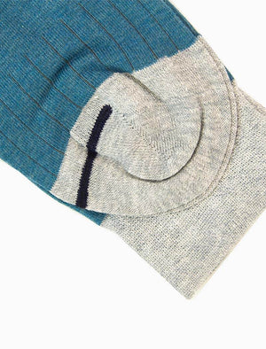 Petrol Blue Ribbed Linen & Organic Cotton Socks | 40 Colori