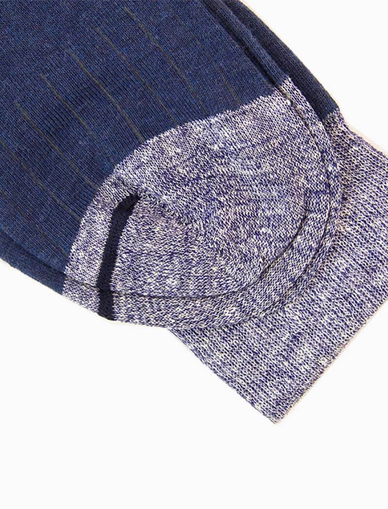 Dark Blue Ribbed Linen & Organic Cotton Socks | 40 Colori