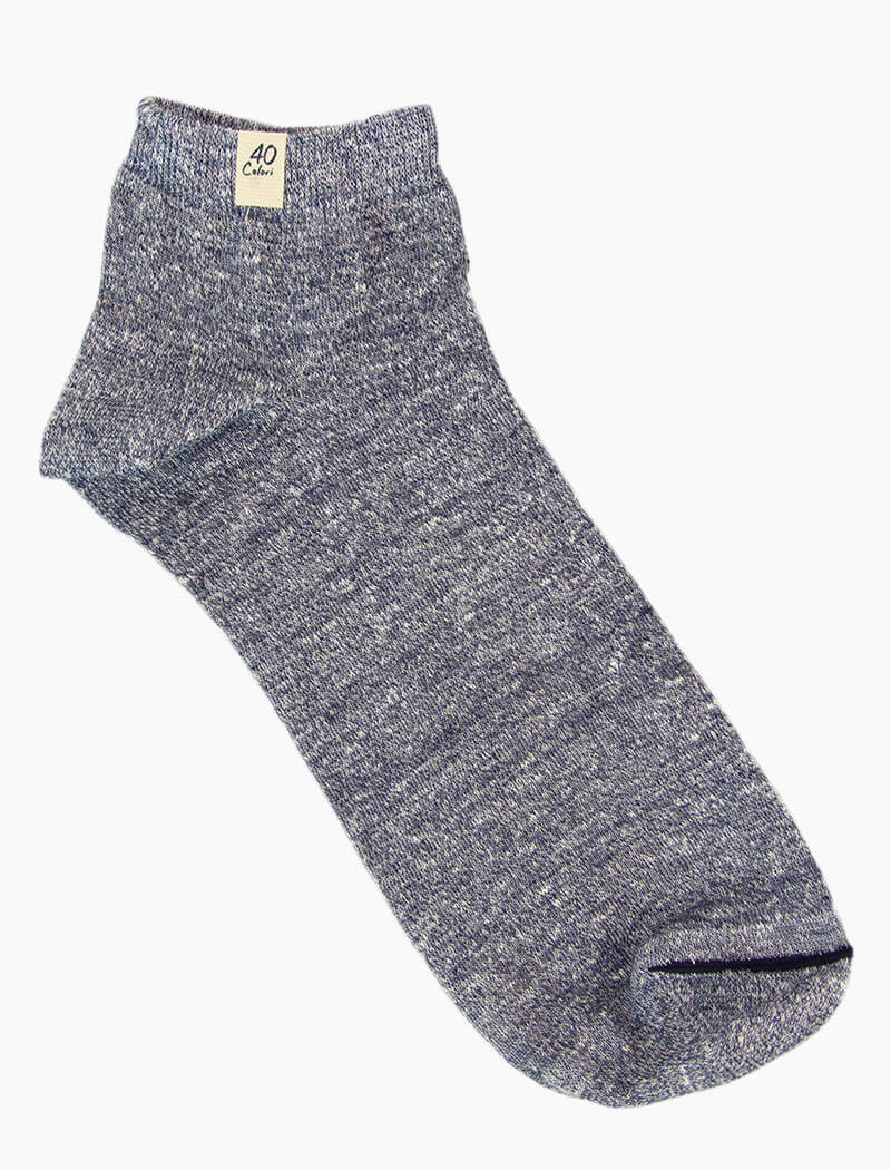 Navy Melange Short Linen & Organic Cotton Socks