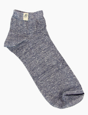 Navy Melange Short Linen & Organic Cotton Socks