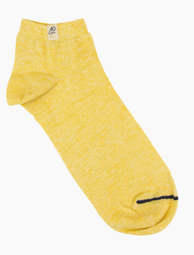 Yellow Melange Short Linen & Organic Cotton Socks | 40 Colori