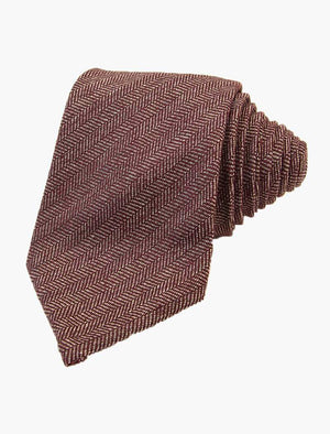 Burgundy Small Herringbone Wool Tie | 40 Colori