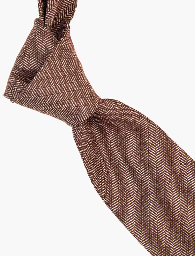 Burgundy Small Herringbone Wool Tie | 40 Colori