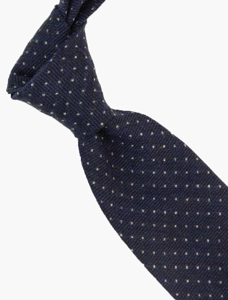 Navy Small Polka Dot Wool Tie | 40 Colori