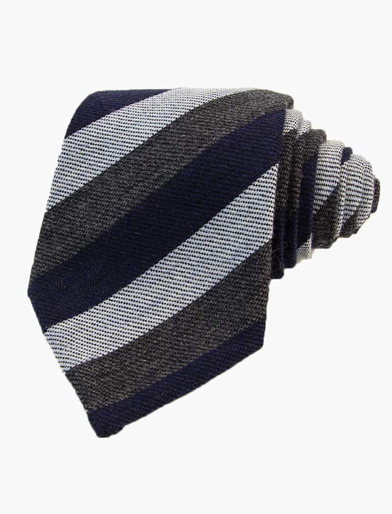 Navy Multi Striped Wool & Silk Tie | 40 Colori
