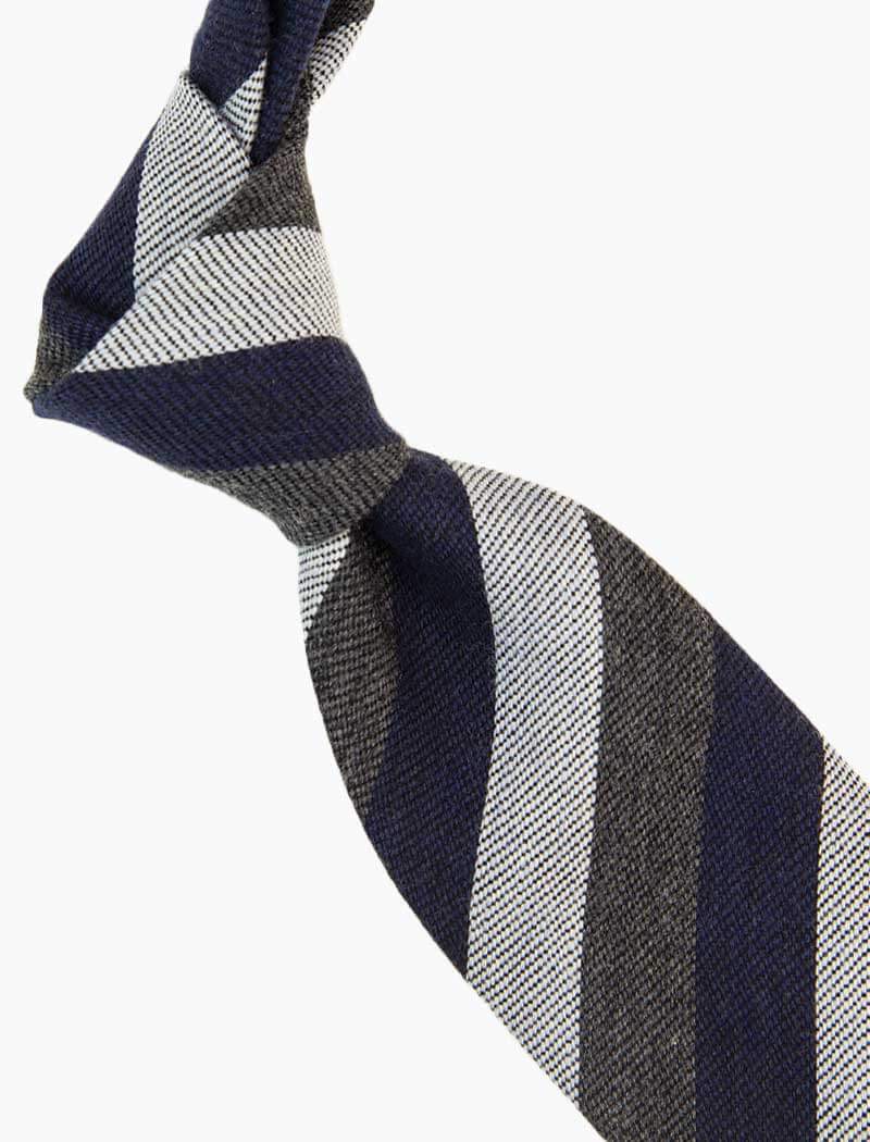 Navy Multi Striped Wool & Silk Tie | 40 Colori