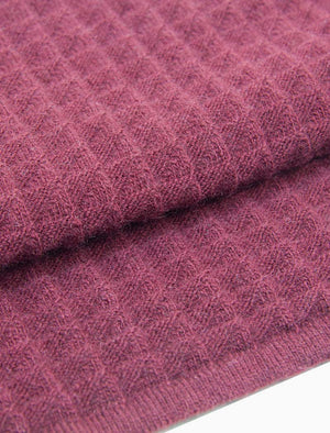 Burgundy Waffle Knitted Wool & Cashmere Scarf | 40 Colori