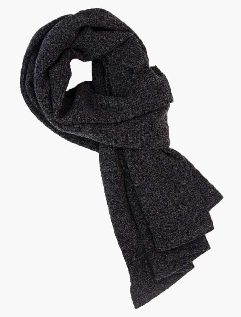 Charcoal Basket Weave Knitted Wool & Cashmere Scarf | 40 Colori