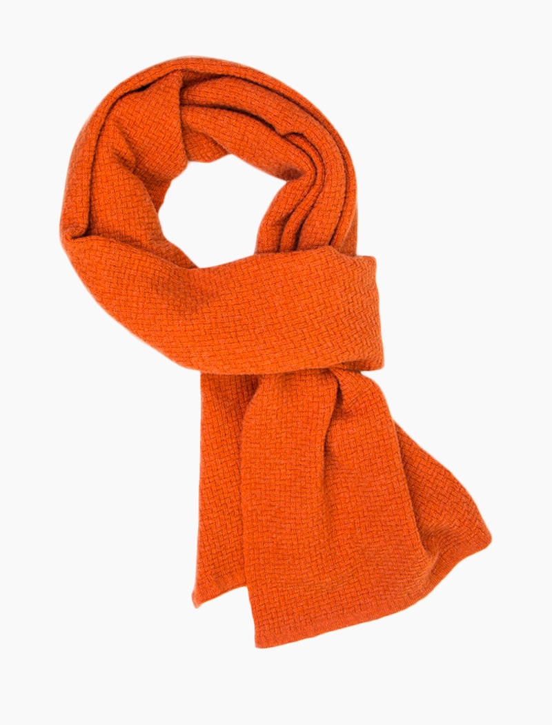 Orange Basket Weave Knitted Wool & Cashmere Scarf | 40 Colori