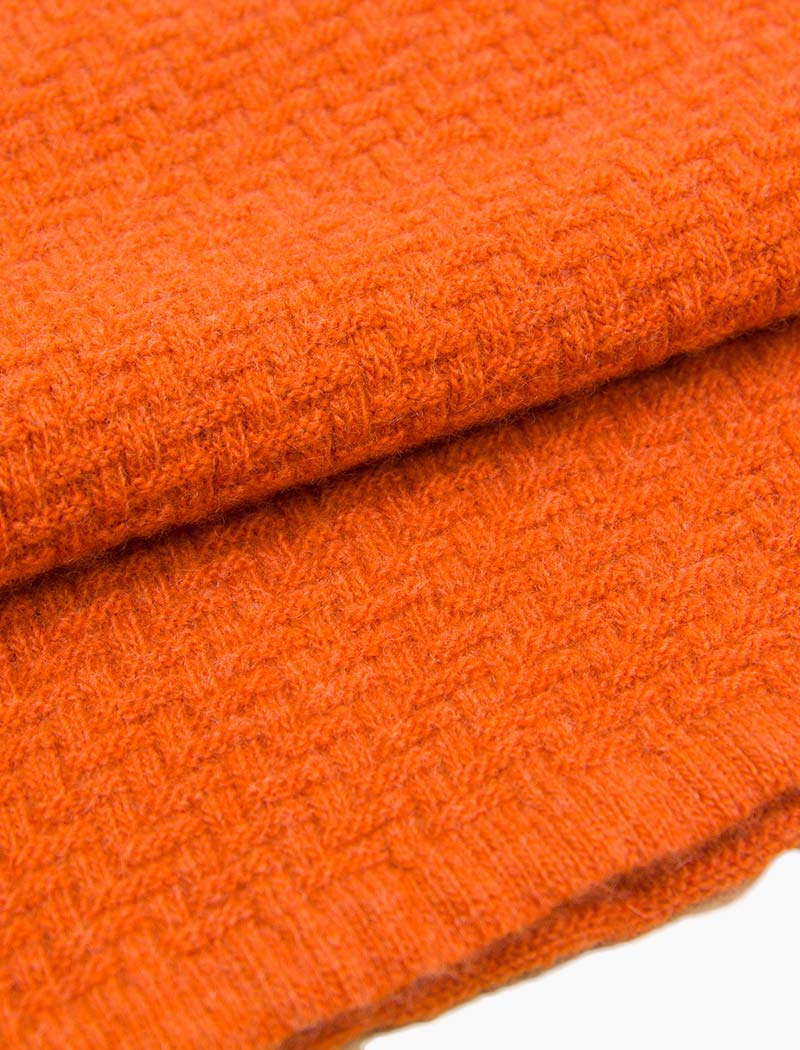 Orange Basket Weave Knitted Wool & Cashmere Scarf | 40 Colori