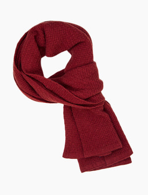 Red Basket Weave Knitted Wool & Cashmere Scarf | 40 Colori