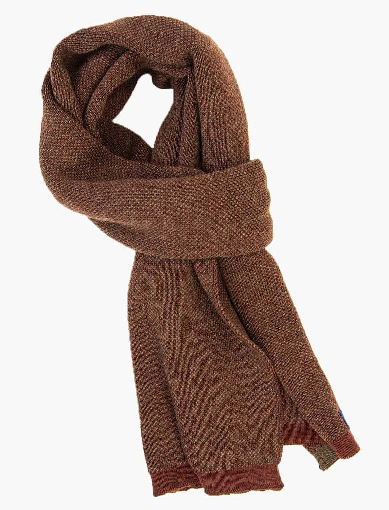 Burgundy & Brown Melange Knitted Wool Scarf - 40 Colori