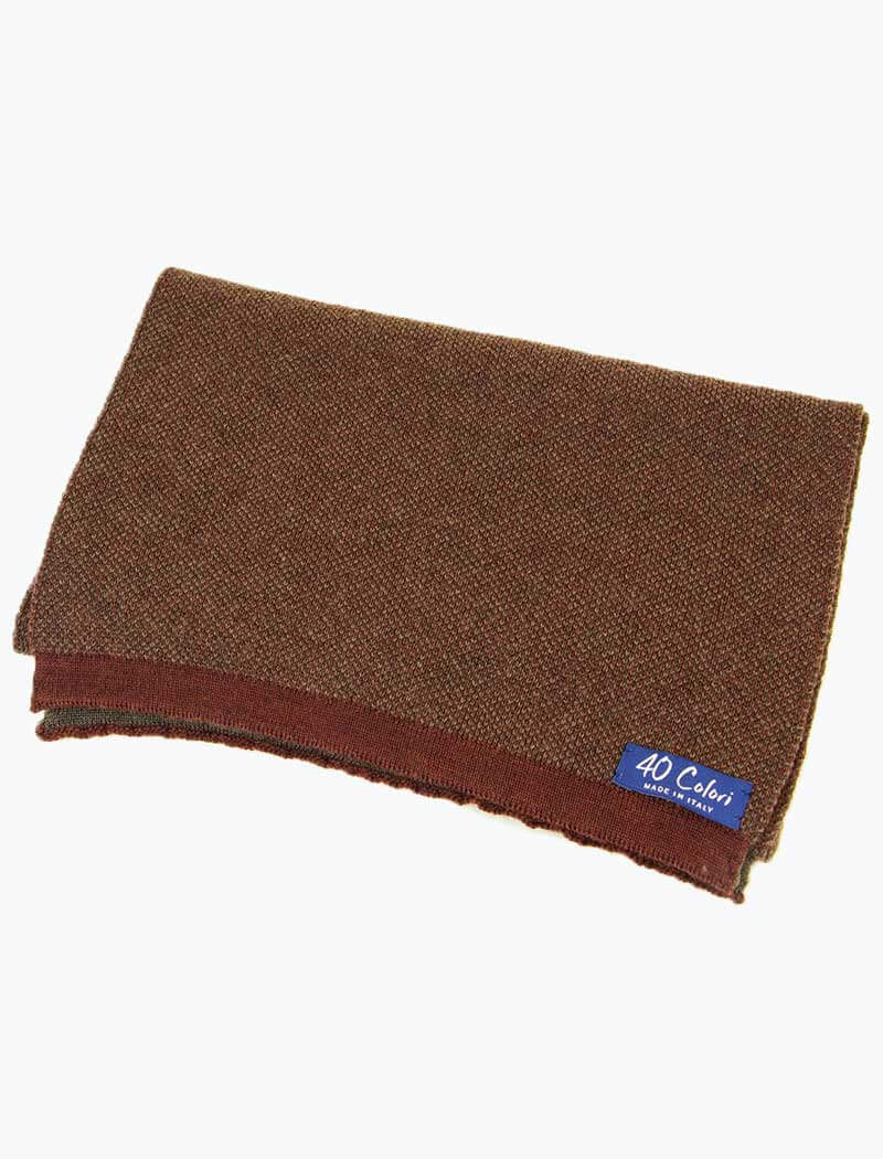 Burgundy & Brown Melange Knitted Wool Scarf - 40 Colori