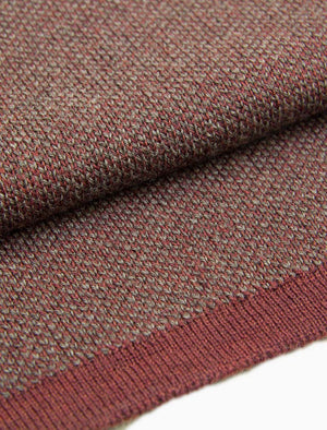 Burgundy & Brown Melange Knitted Wool Scarf - 40 Colori