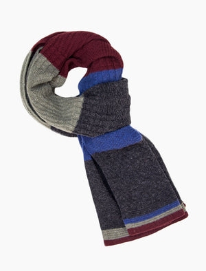 Charcoal Textured Thick Striped Knitted Wool & Cashmere Scarf | 40 Colori