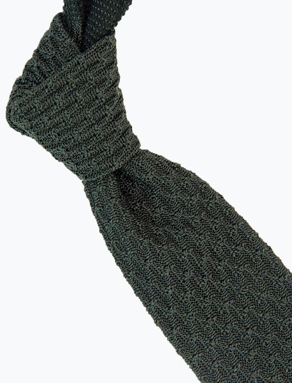 Shappe Green Criss Cross Shappe Silk Knitted Tie - 40 Colori
