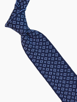 Blue Small Diamonds Silk Knitted Tie | 40 Colori 