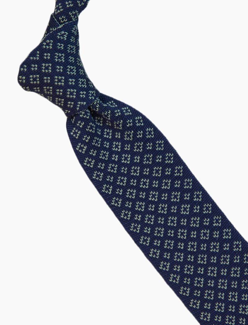 Blue & Green Small Diamonds Silk Knitted Tie | 40 Colori