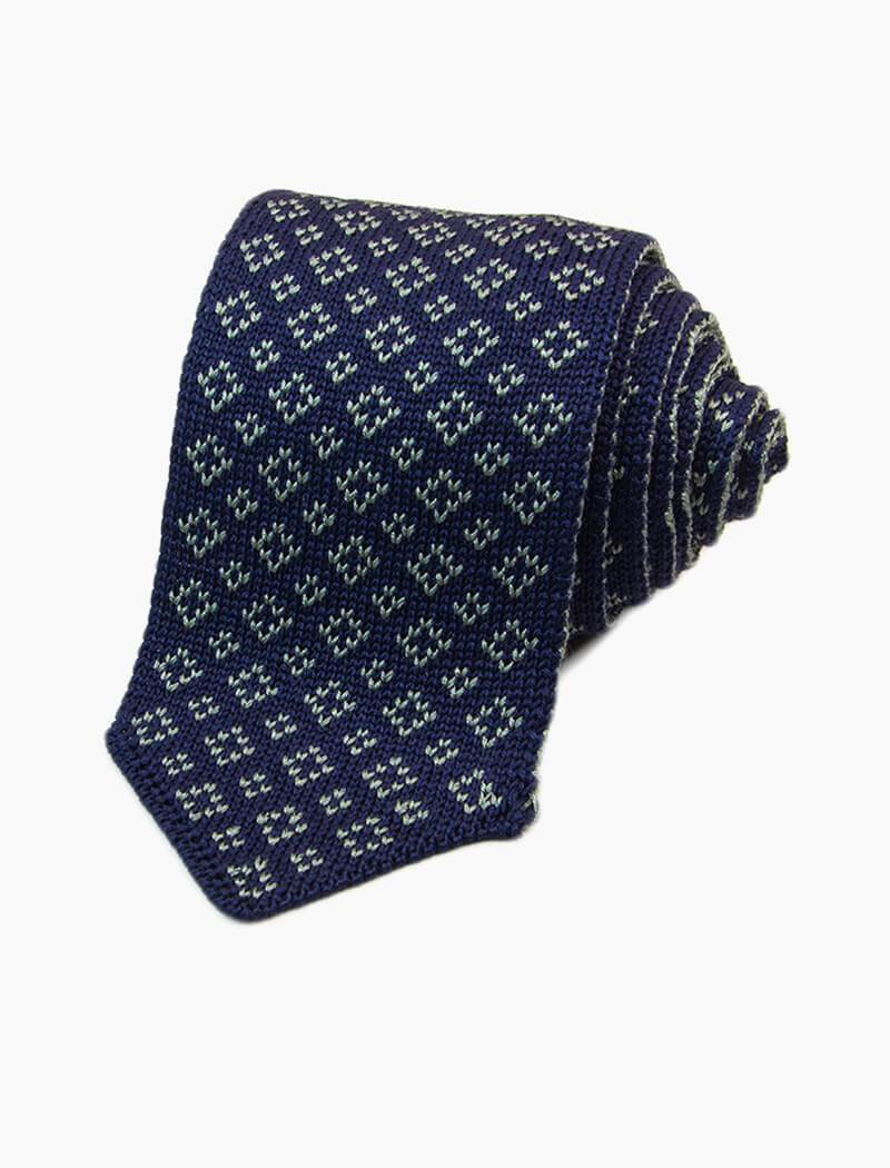Blue & Green Small Diamonds Silk Knitted Tie | 40 Colori